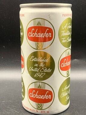 Vintage Beer Can Schaefer Puerto Rico 10 oz Pull Tab Empty Aluminum Can